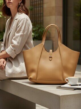 Tote Le Monde Milan Tote Camel Tan Full Grain Leather Purse $595 Designer Bag